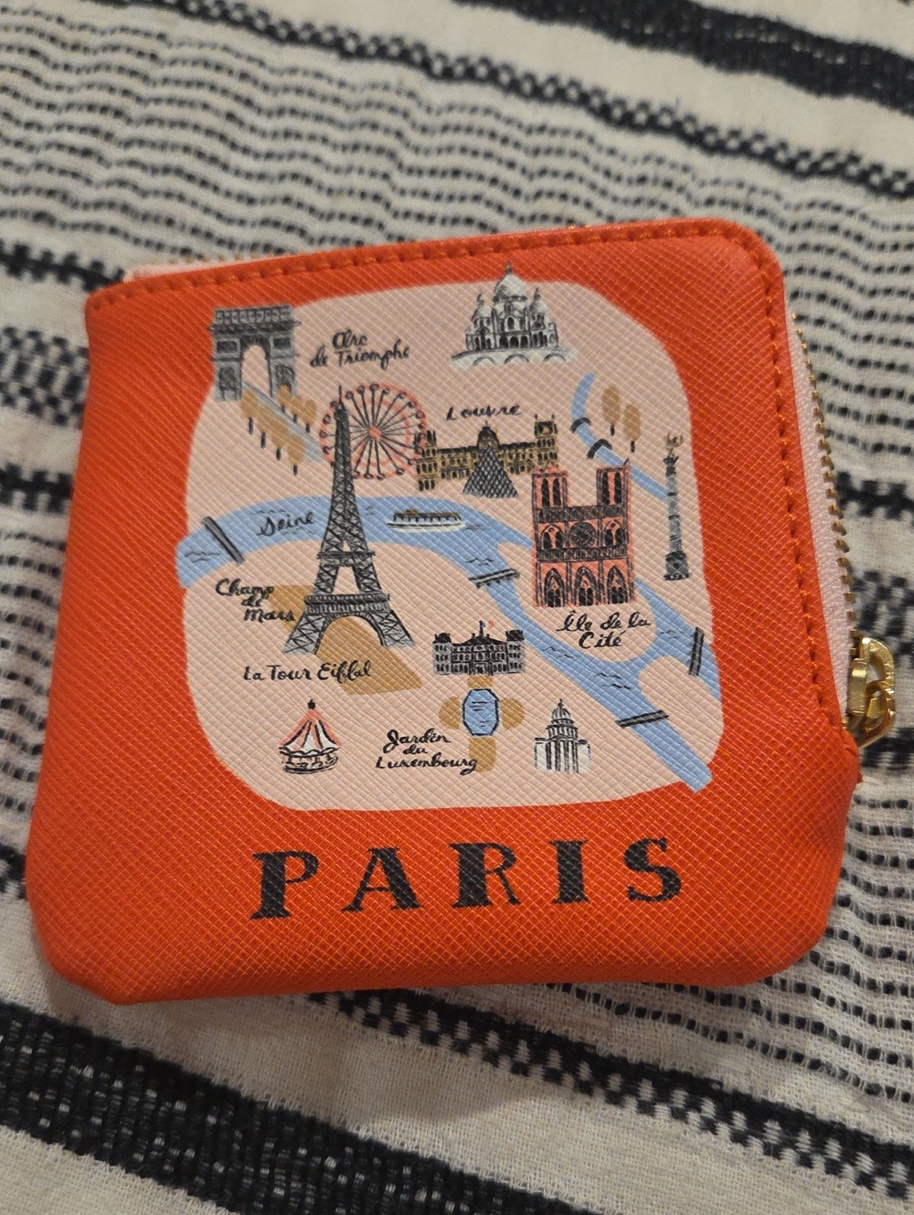 Rifle Paper Co Anthropologie bright orange gold hardware Paris coin purse Rare